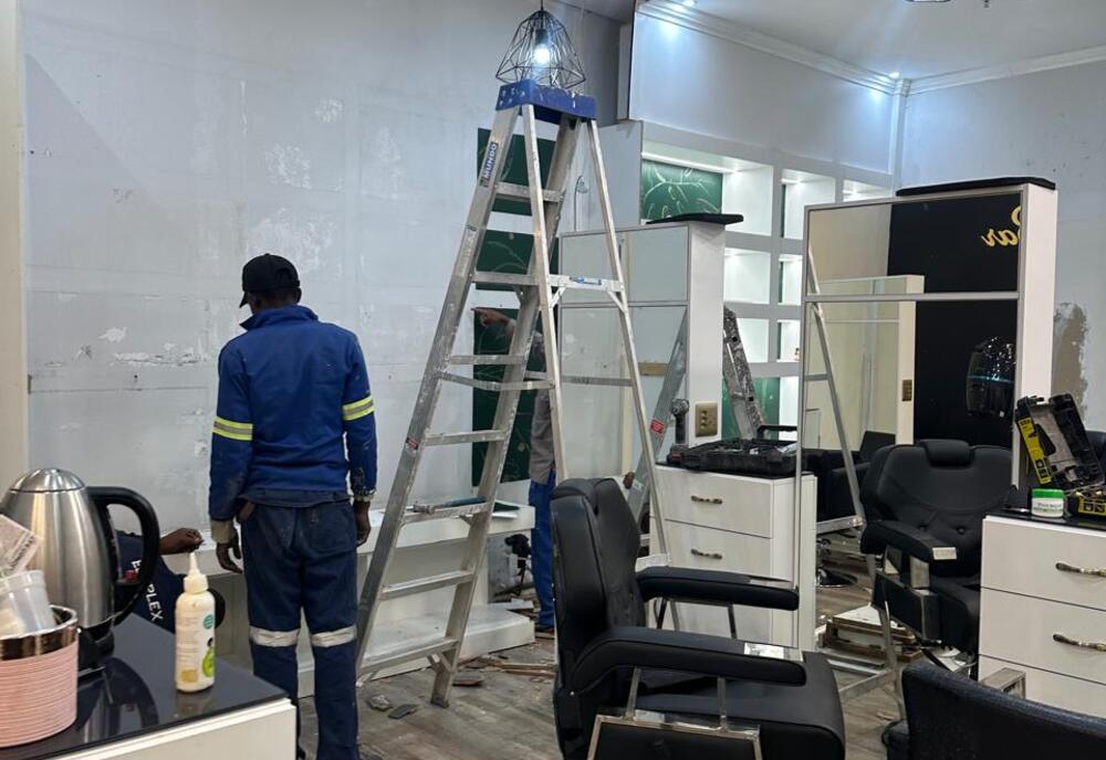 Commercial salon fit-out in progress